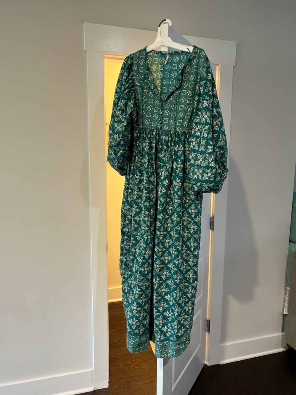 Free People Teal Green Floral Maxi Dress